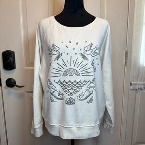 MOTHER White Graphic Sweatshirt